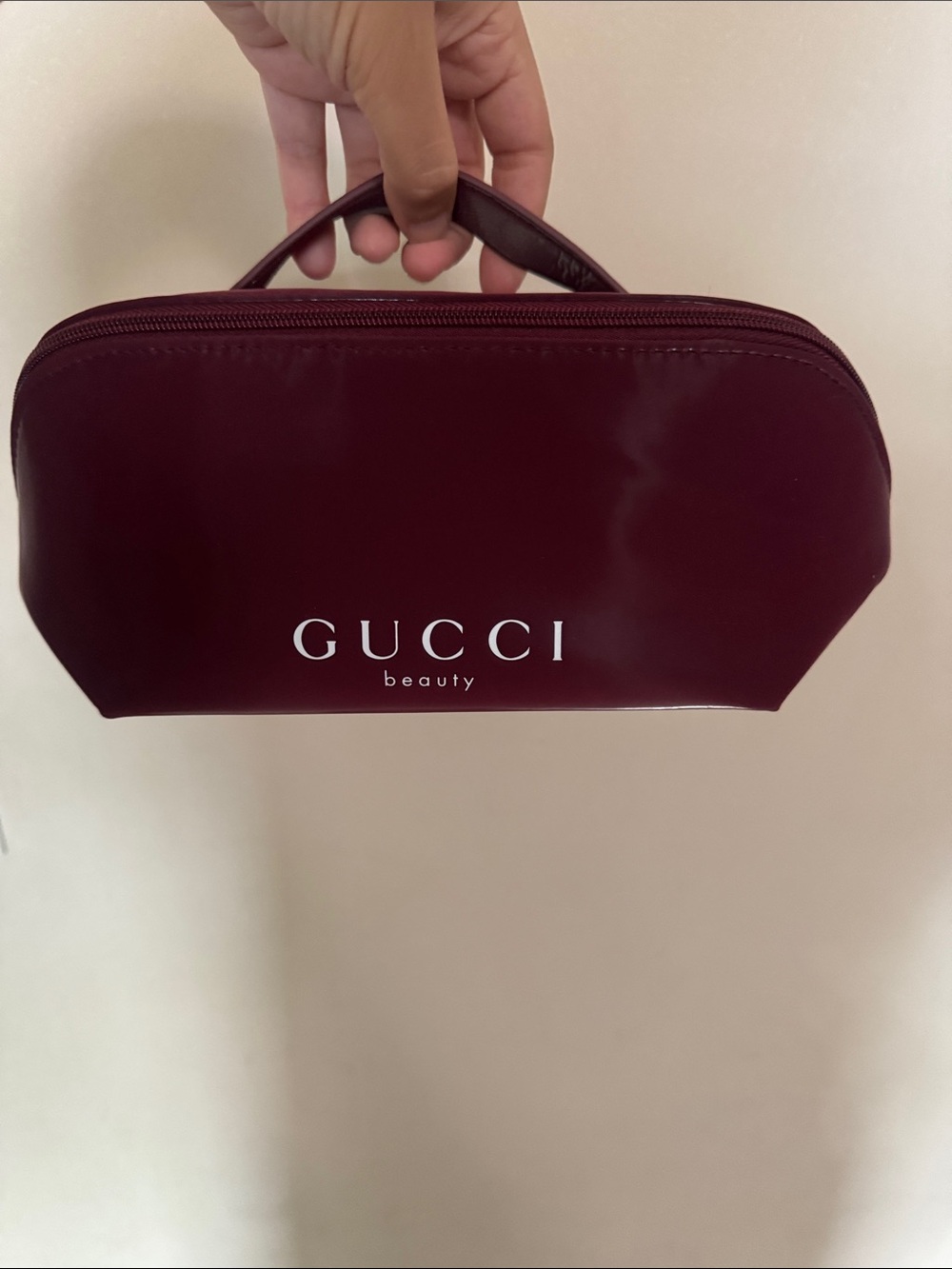 Gucci Beauty Deep Burgundy Travel Cosmetic Pouch
